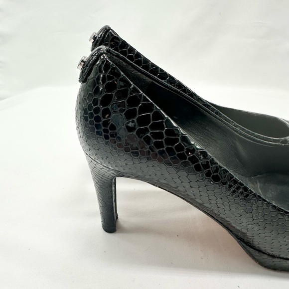 Stuart Weitzman Plainfield Peep Toe Pumps Black Size 8M - Picture 5 of 8